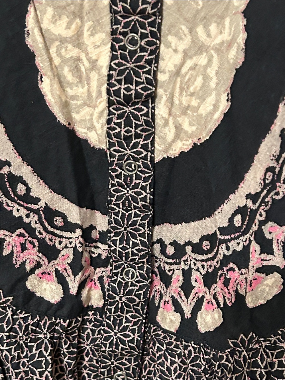 🎒Free People smell the Roses mini dress in Black, Pink W Pockets size S GUC - Picture 9 of 12